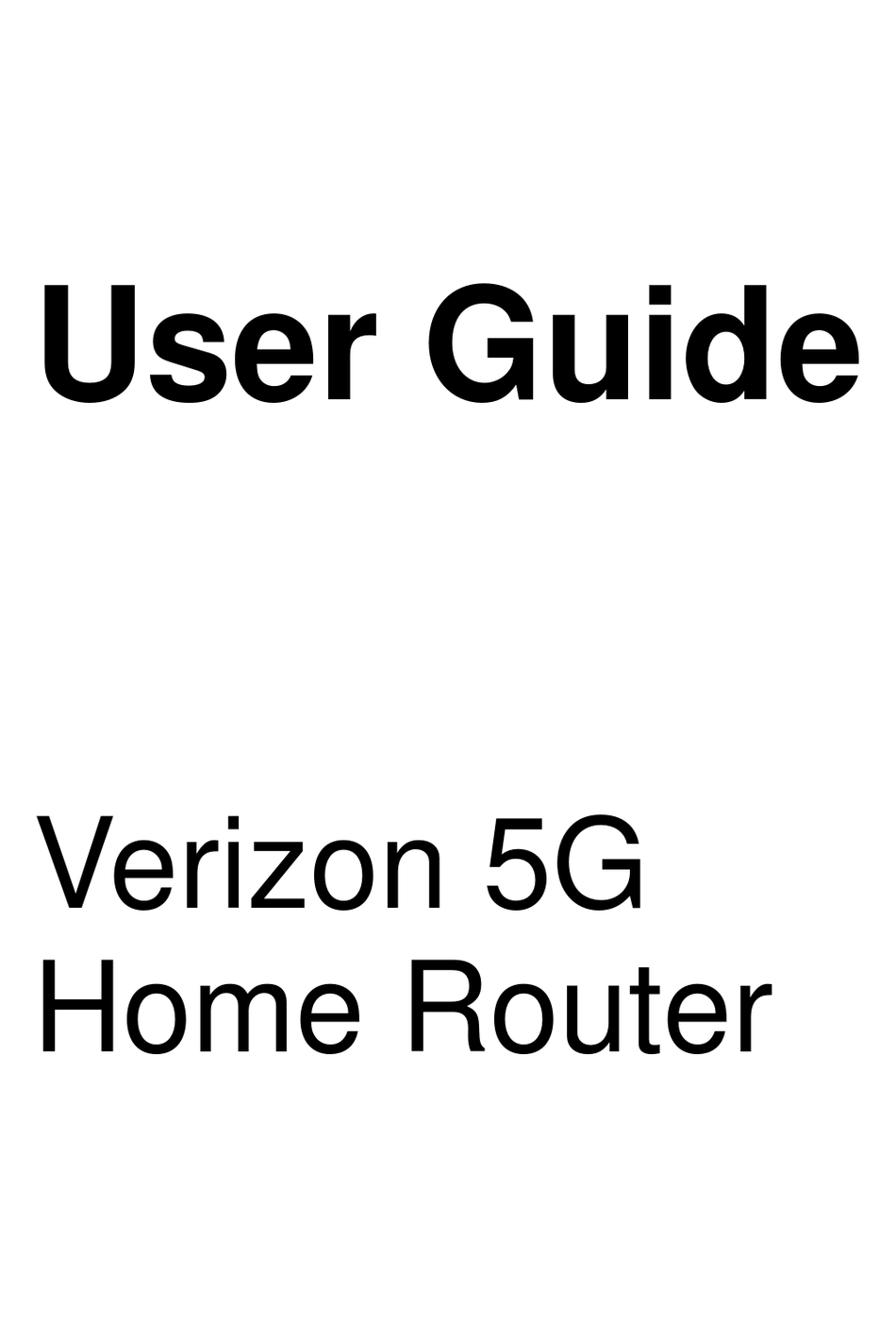 VERIZON 5G HOME ROUTER NETWORK ROUTER USER MANUAL ManualsLib