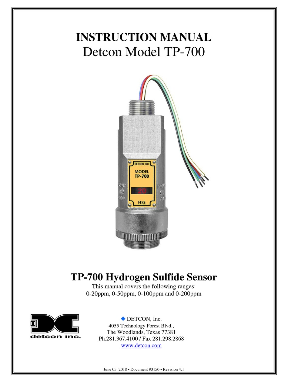 Detcon Tp 700 Instruction Manual Pdf Download Manualslib