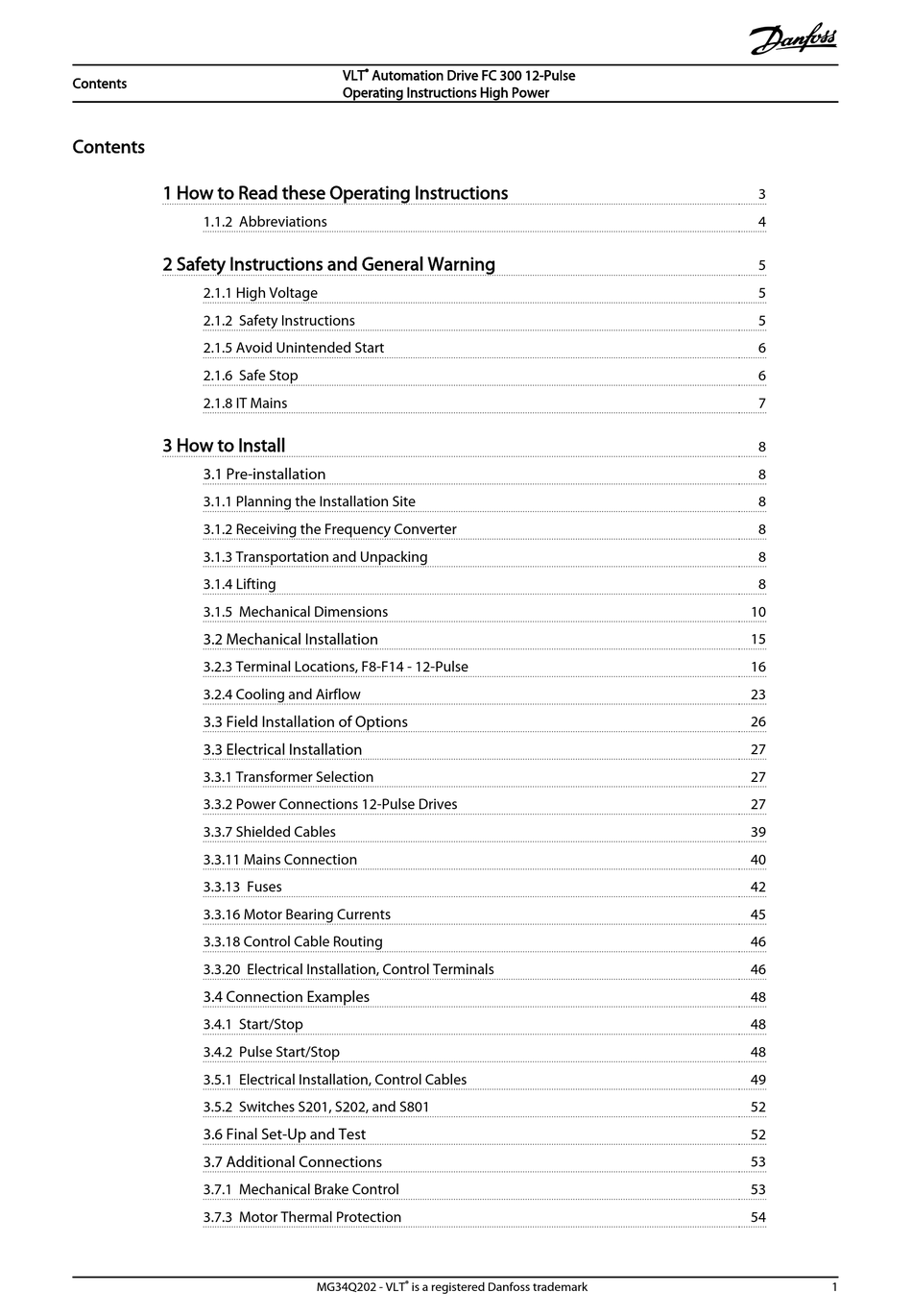 DANFOSS VLT FC 300 DC DRIVE OPERATING INSTRUCTIONS MANUAL | ManualsLib