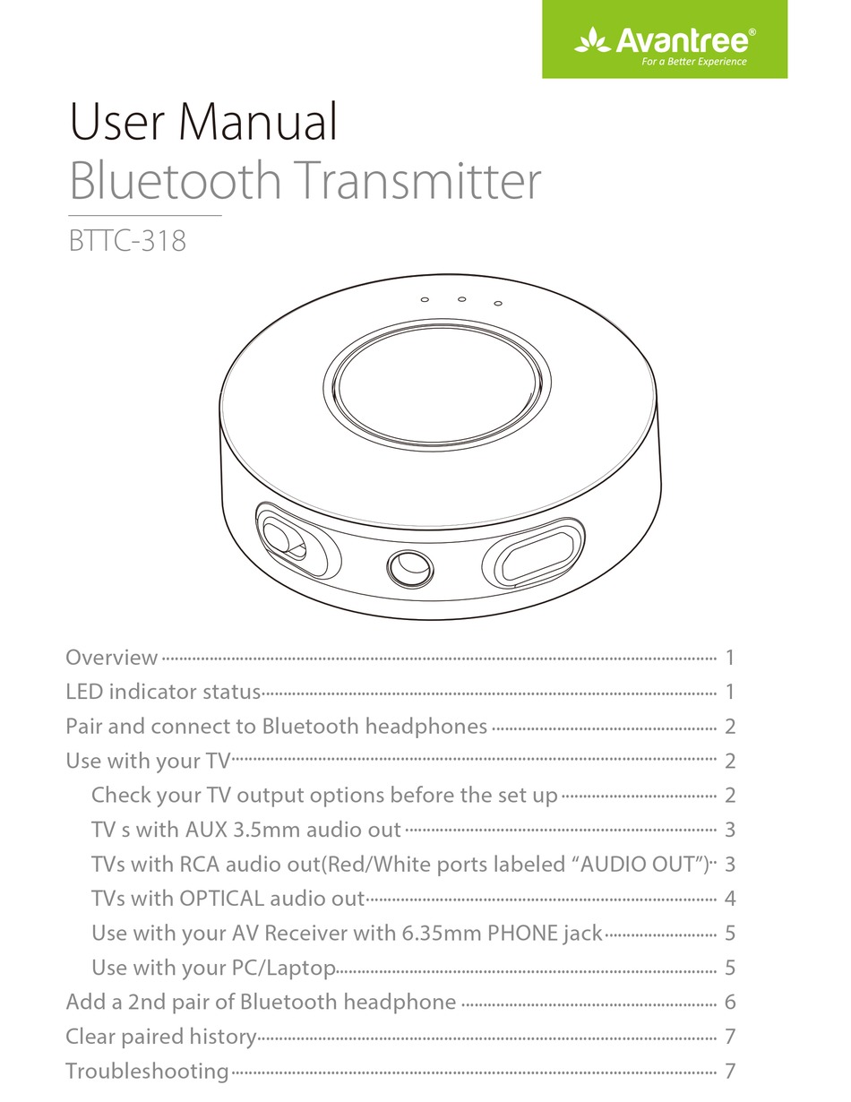 AVANTREE BTTC-318 USER MANUAL Pdf Download | ManualsLib