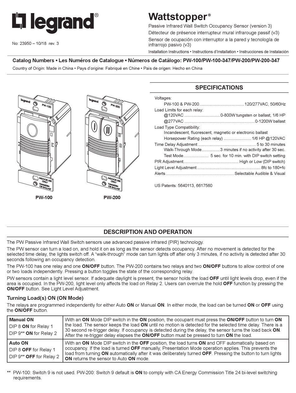 Legrand Pw 100 Installation Instructions Manual Pdf Download Manualslib