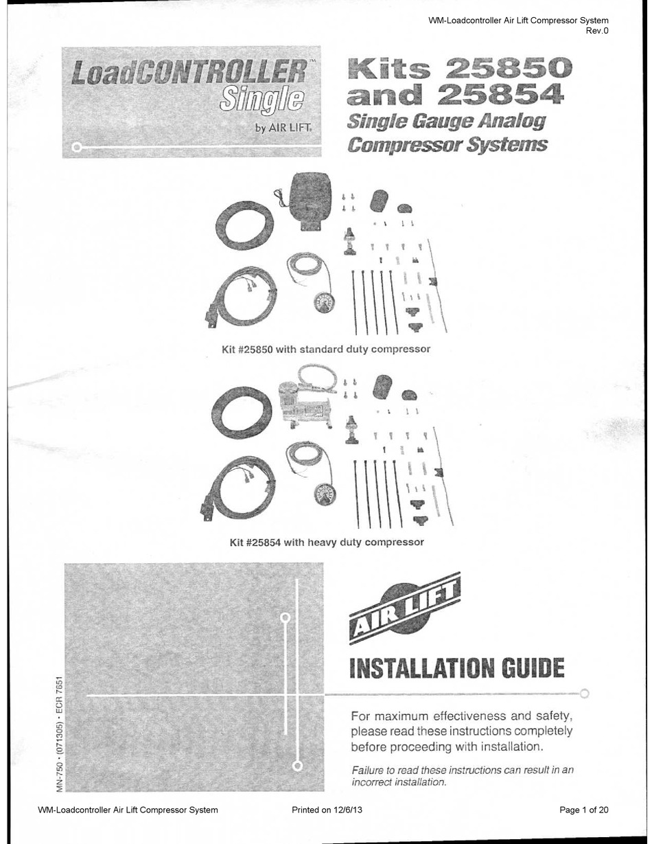AIR LIFT LOADCONTROLLER 25850 CAR SPARE INSTALLATION MANUAL ManualsLib