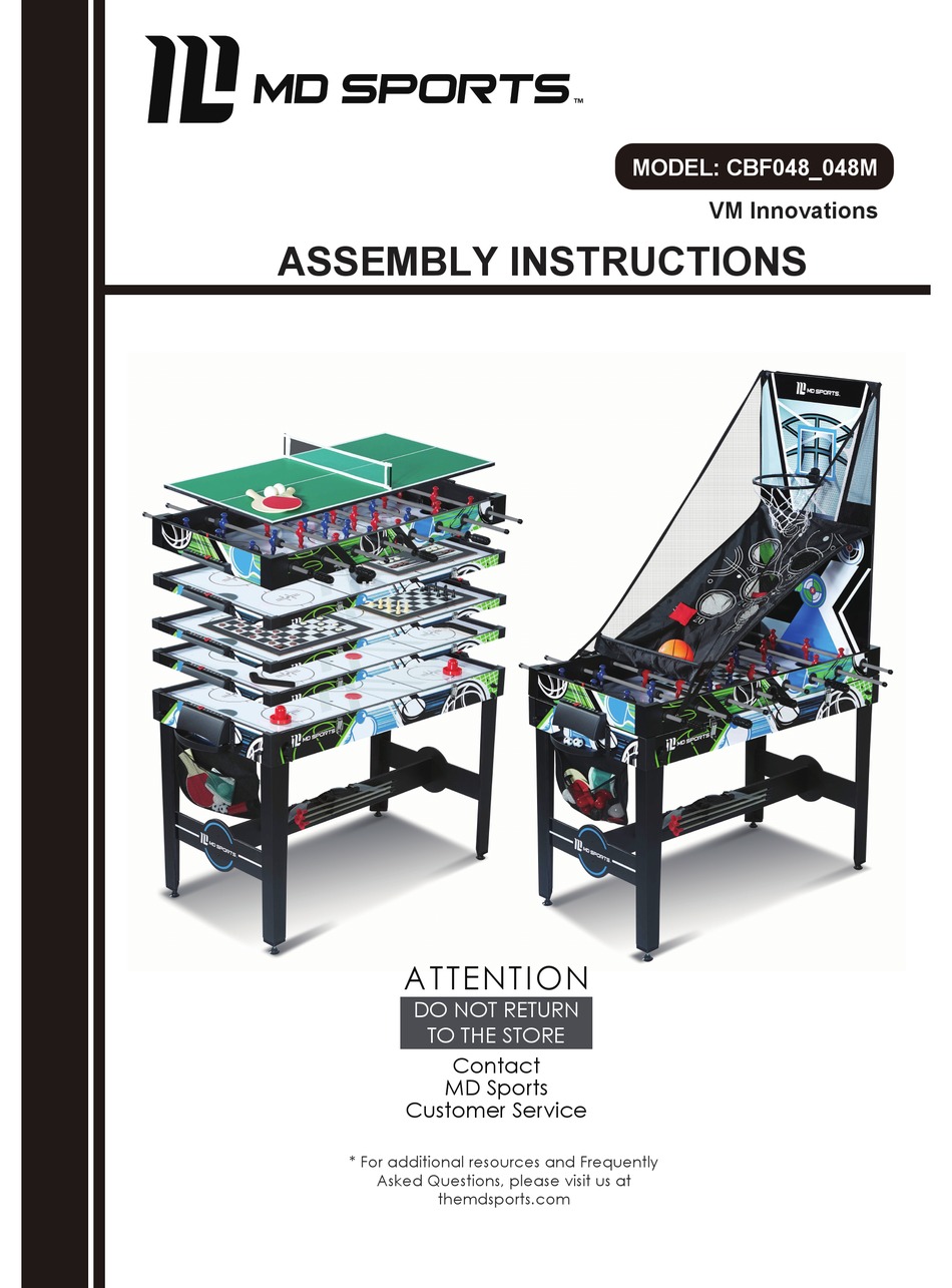 md sports 12 in 1 game table instructions