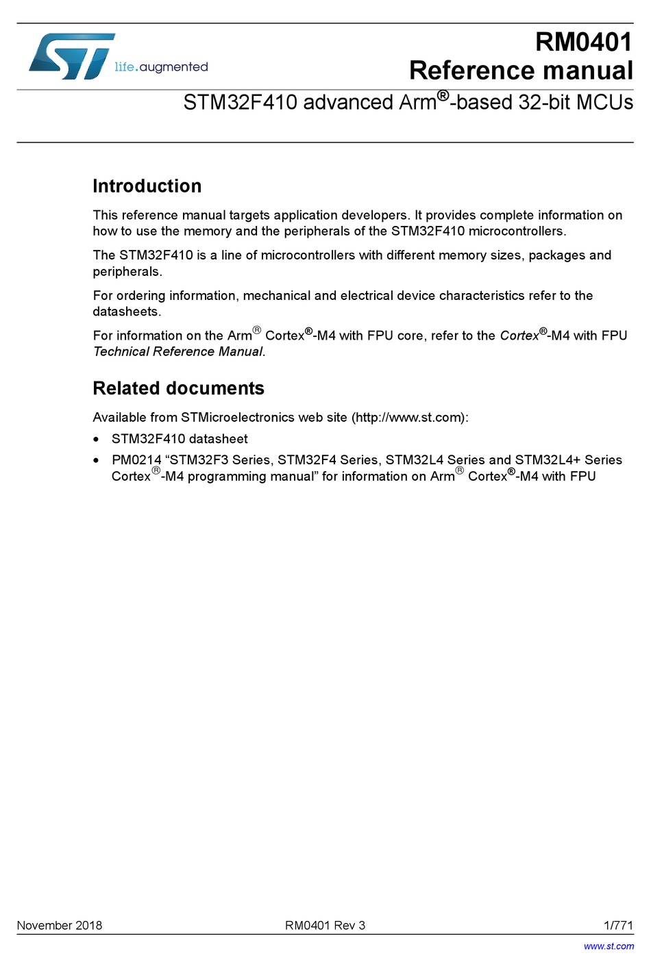 St Stm32f410 Reference Manual Pdf Download Manualslib