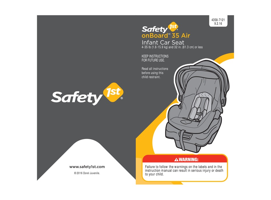 Safety 1st Onboard 35 Air Car Seat Instructions Manual Manualslib - Safety 1st 3 In 1 Car Seat Instructions