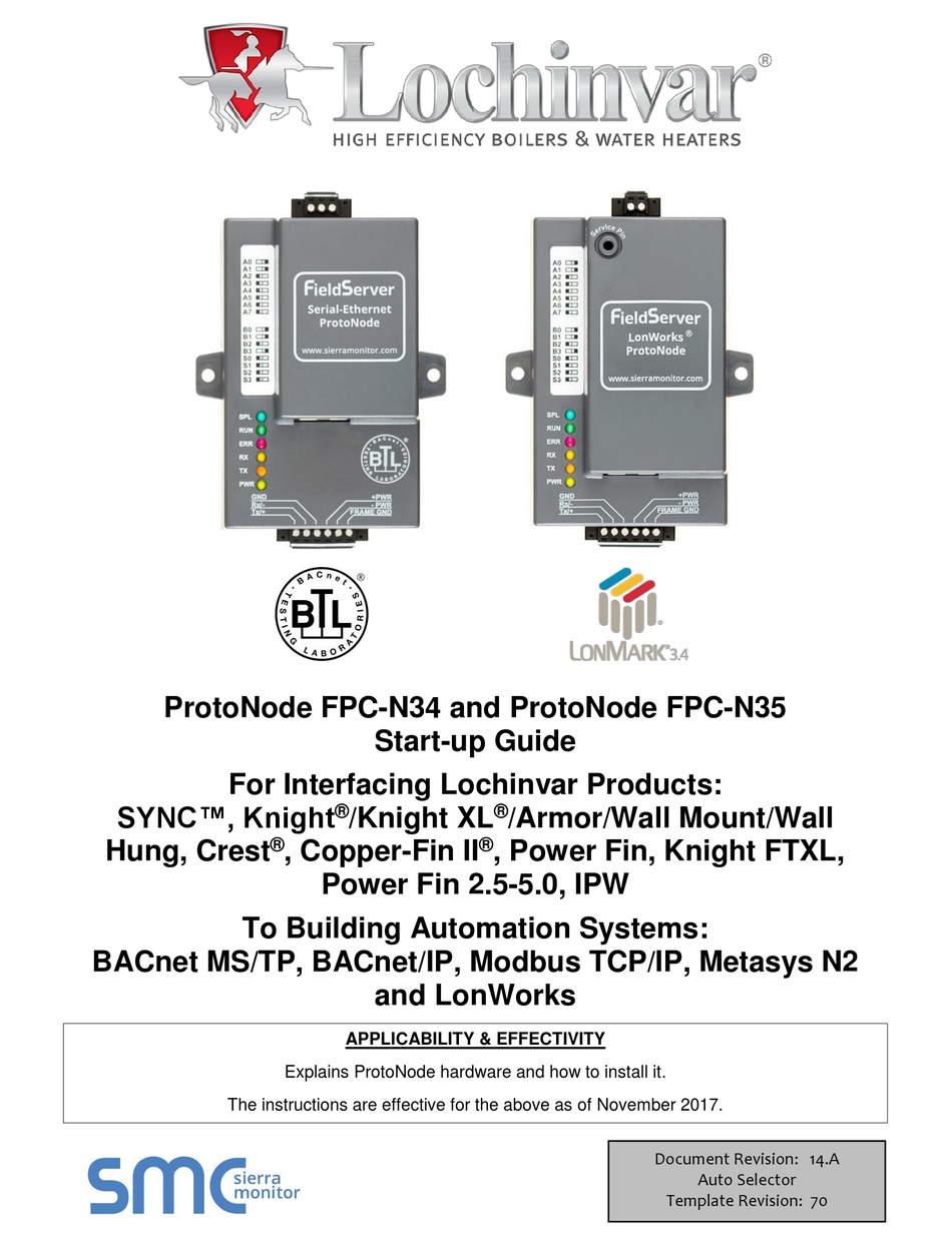 LOCHINVAR PROTONODE FPCN34 STARTUP MANUAL Pdf Download ManualsLib