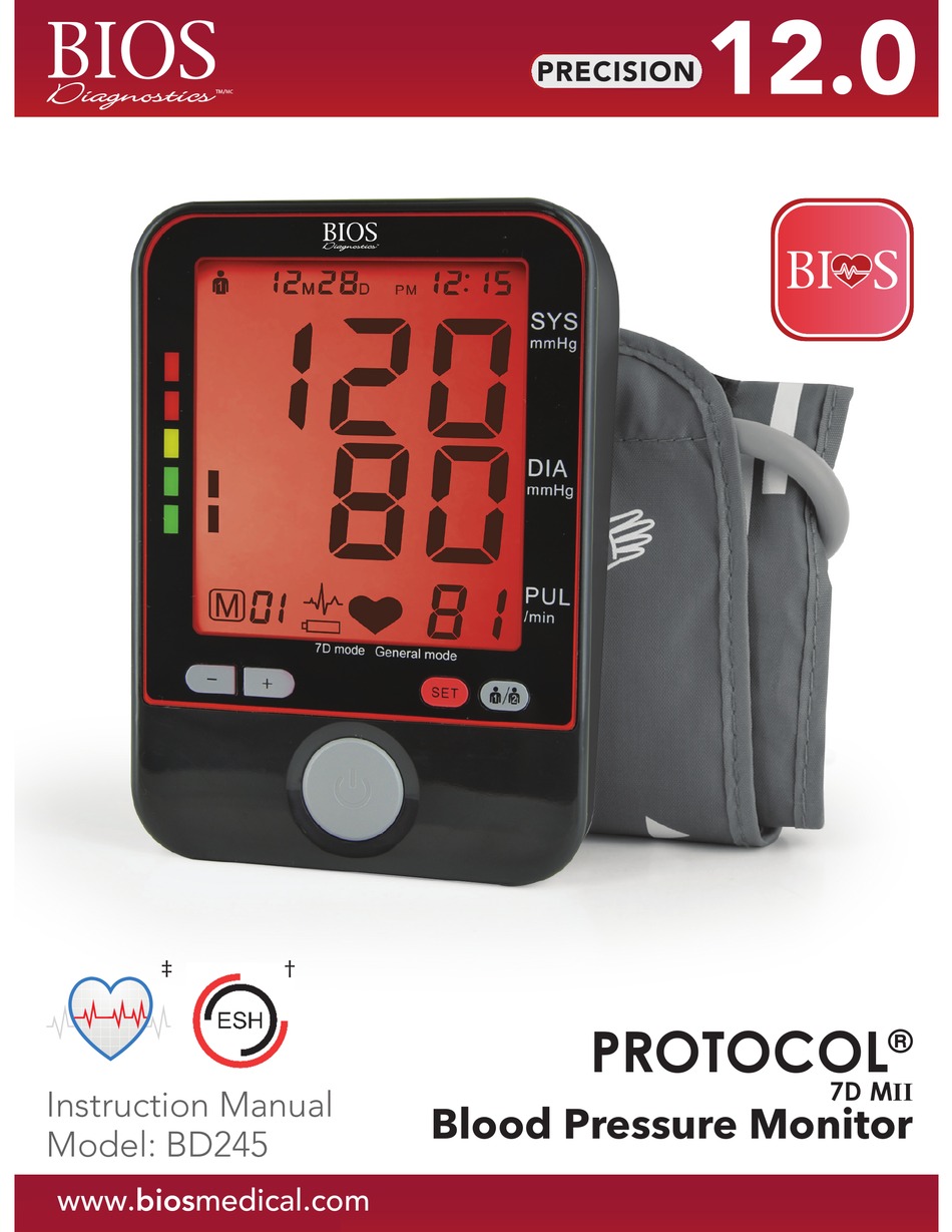 BIOS PROTOCOL 7D MII BLOOD PRESSURE MONITOR INSTRUCTION MANUAL ManualsLib