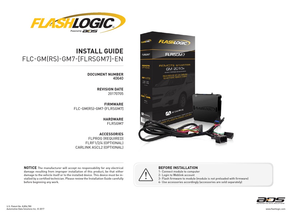 FLASHLOGIC FLRSGM7 REMOTE STARTER INSTALL MANUAL ManualsLib
