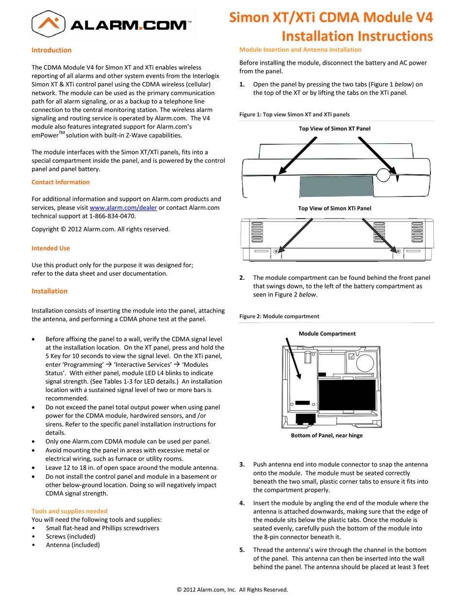 INTERLOGIX SIMON XT SECURITY SYSTEM INSTALLATION INSTRUCTIONS MANUAL