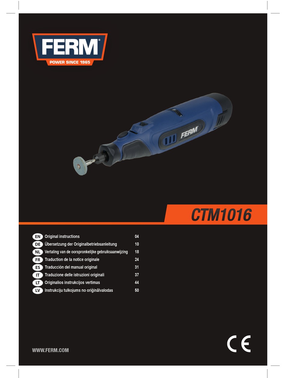 FERM CTM1016 POWER TOOL ORIGINAL INSTRUCTIONS MANUAL ManualsLib