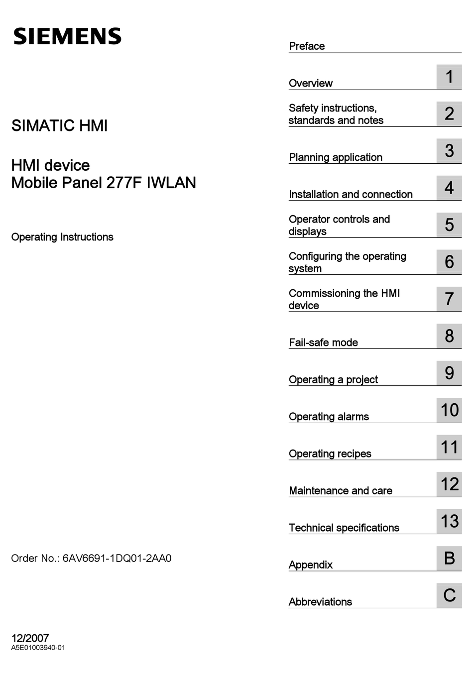 Siemens Simatic HMI Panel
