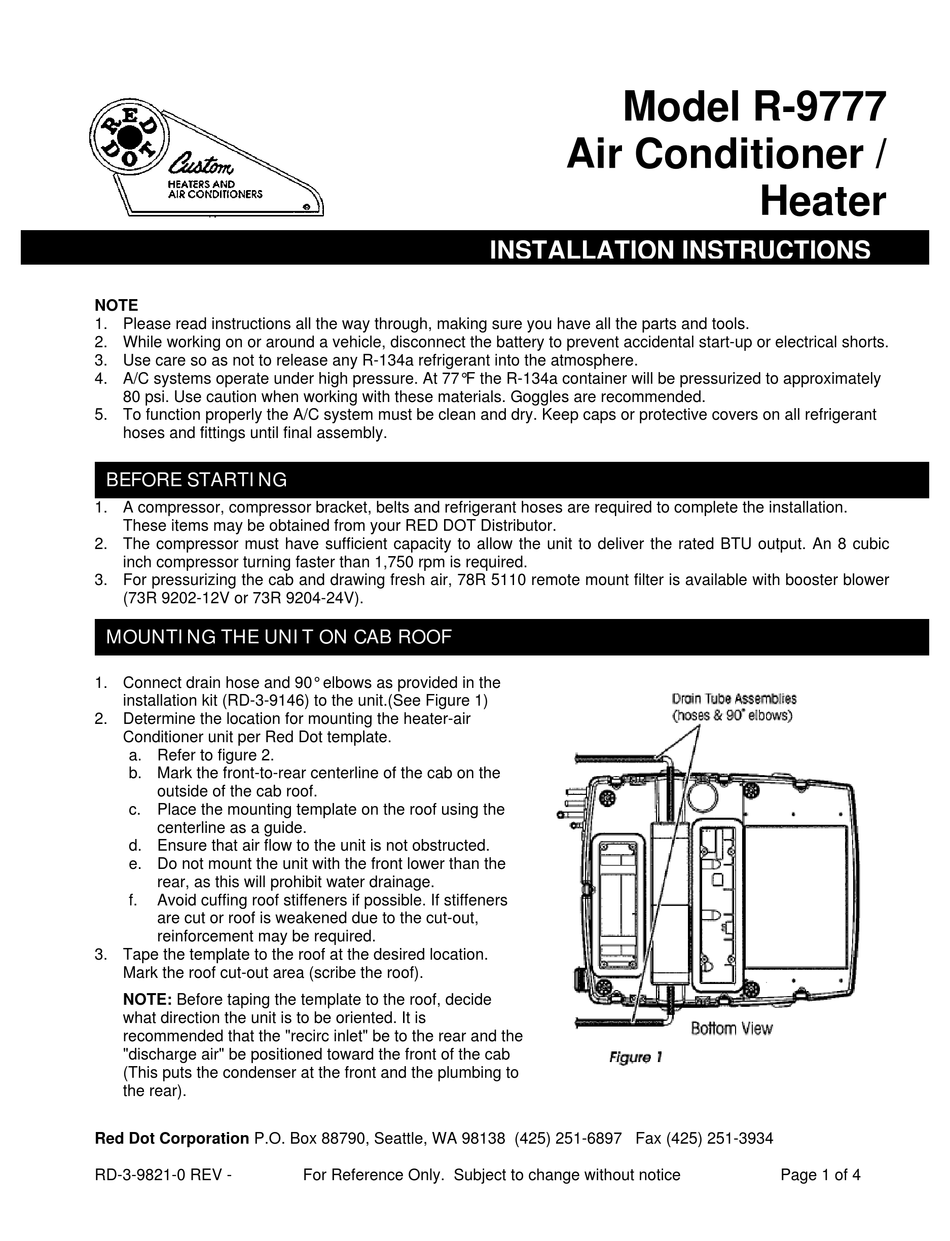 REDDOT R-9777 HEATER INSTALLATION INSTRUCTIONS | ManualsLib  Red Dot Heater Wiring Diagram    ManualsLib