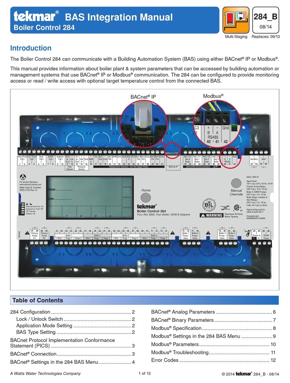 TEKMAR 284 INTEGRATION MANUAL Pdf Download | ManualsLib
