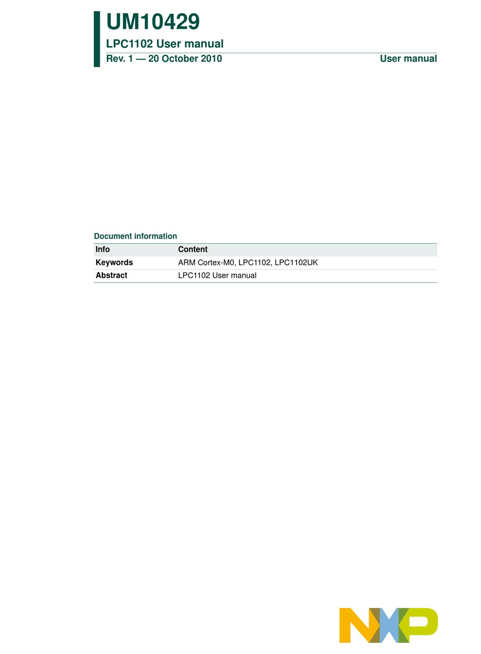 Nxp semiconductors lpc1102 user manual pdf download manualslib