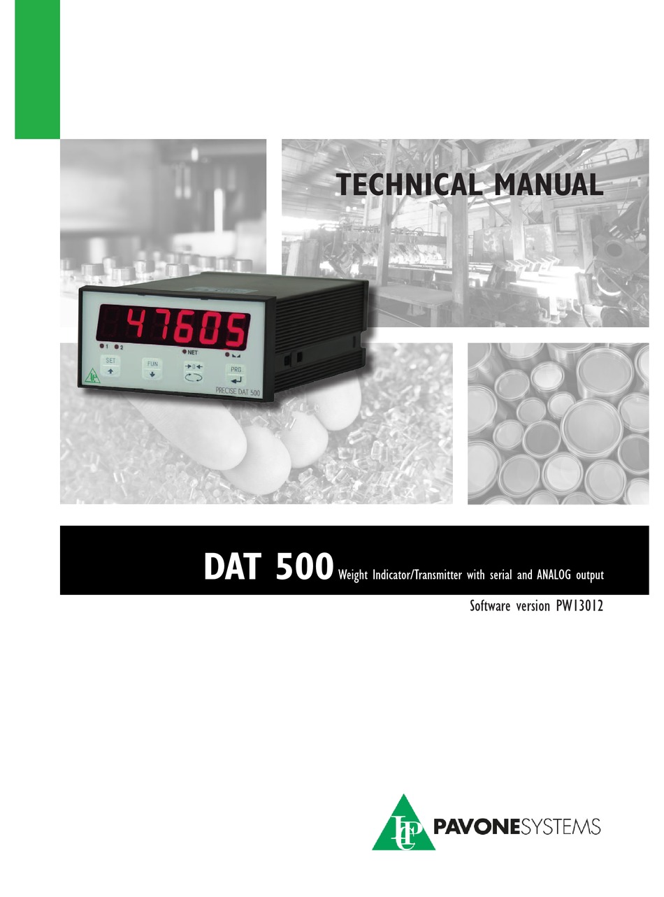 PAVONE SISTEMI DAT 500 TECHNICAL MANUAL Pdf Download | ManualsLib