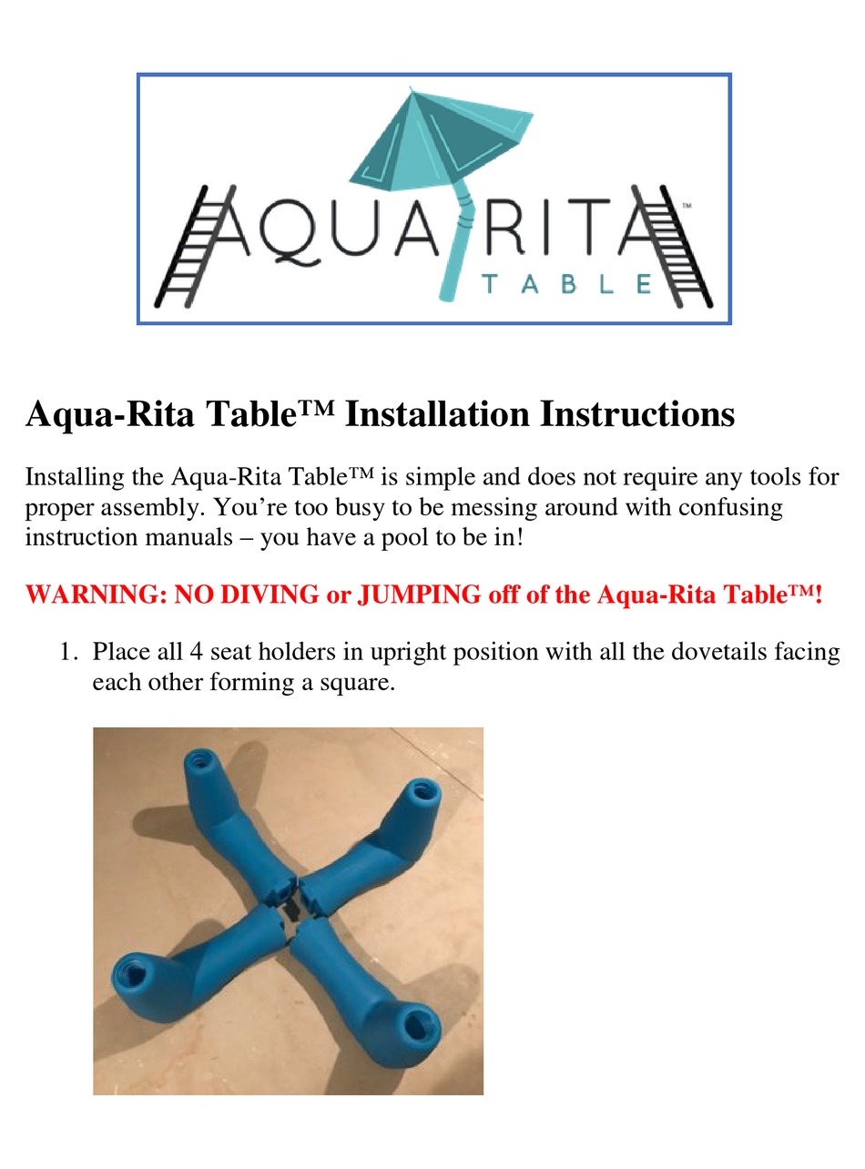 AQUARITA TABLE INDOOR FURNISHING INSTALLATION INSTRUCTIONS ManualsLib