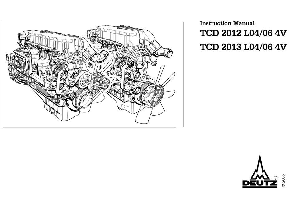 Дойц 4 цилиндровый чертеж Engine Description; Engine Type; Engine Diagrams; Fuel Circuit - Deutz TCD 2012 