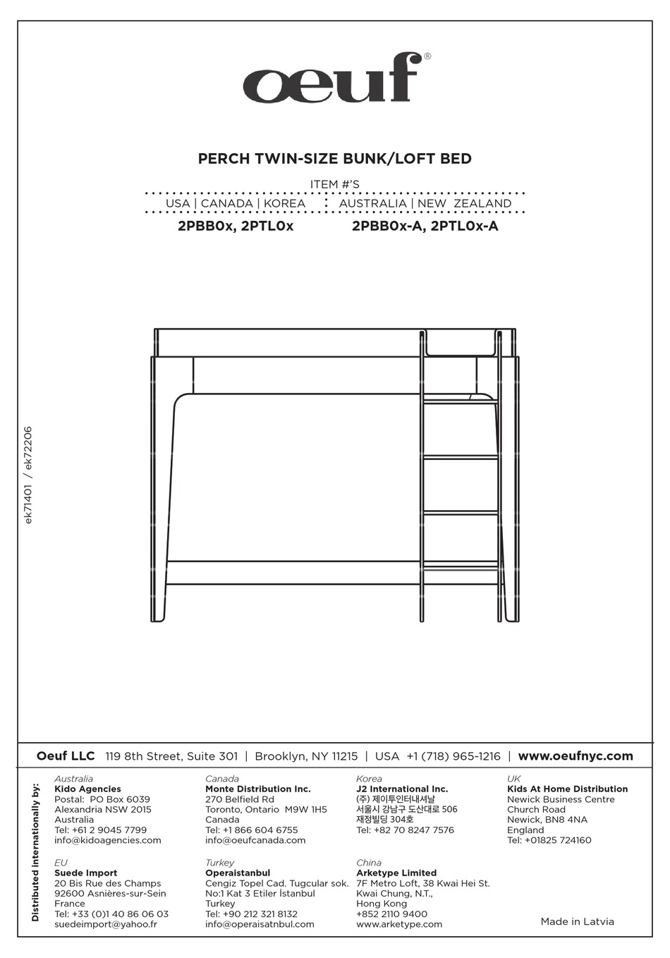 Oeuf Perch Twin Size Bunk Bed Indoor, Oeuf Perch Twin Bunk Bed