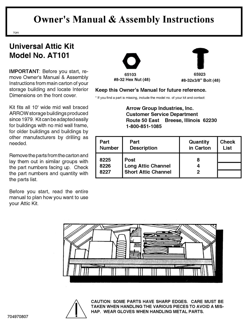 ARROW STORAGE PRODUCTS AT101 OWNER'S MANUAL & ASSEMBLY INSTRUCTIONS Pdf Download ManualsLib