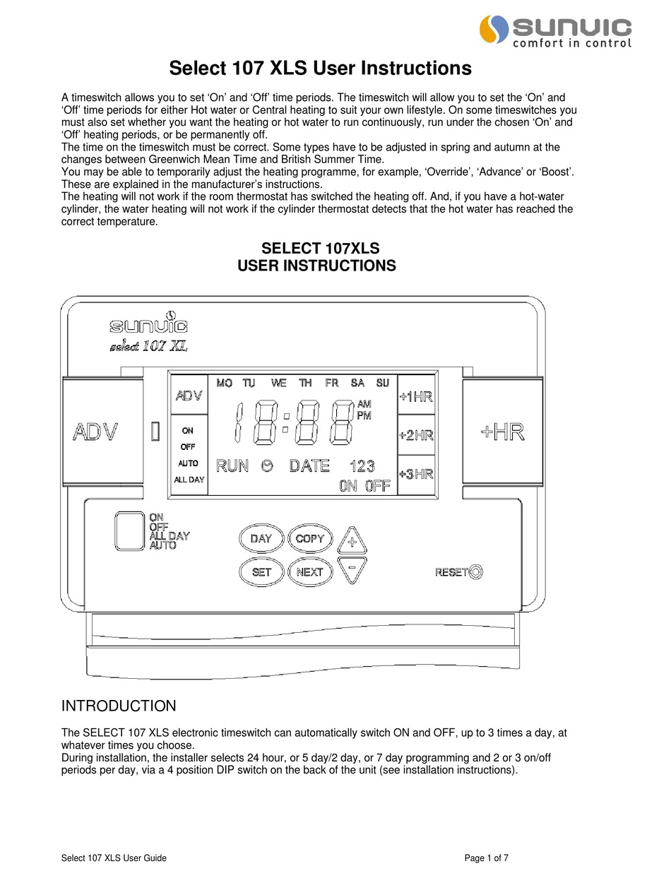 SUNVIC 107 XLS SWITCH USER MANUAL ManualsLib