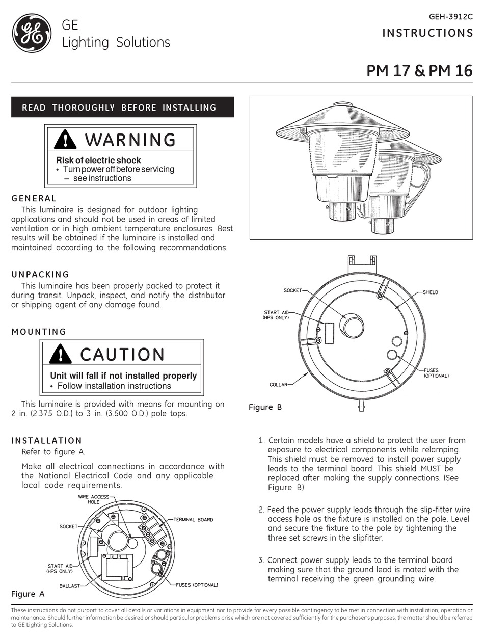 GE PM 16 OUTDOOR LIGHT INSTRUCTIONS ManualsLib
