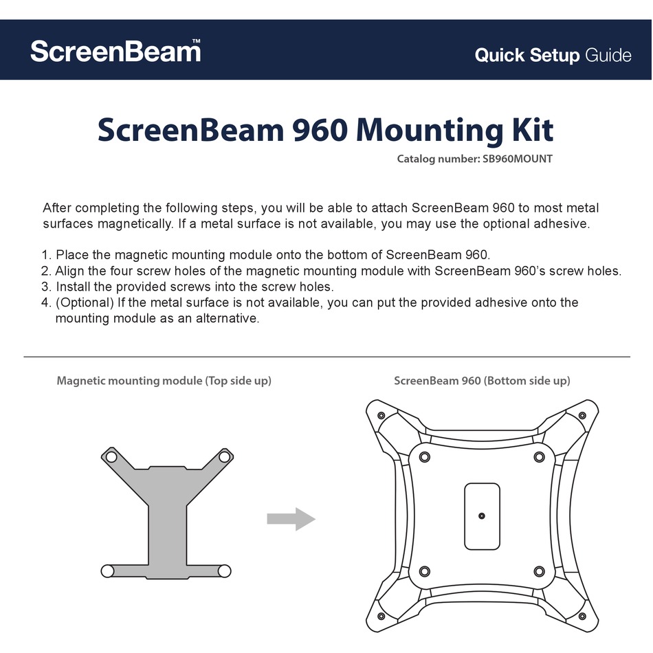 ACTIONTEC SCREENBEAM SB960MOUNT QUICK SETUP MANUAL Pdf Download