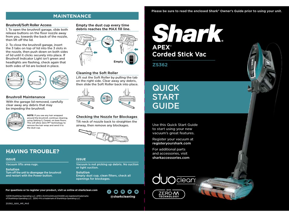 shark duo clean vacuum cleaner manual