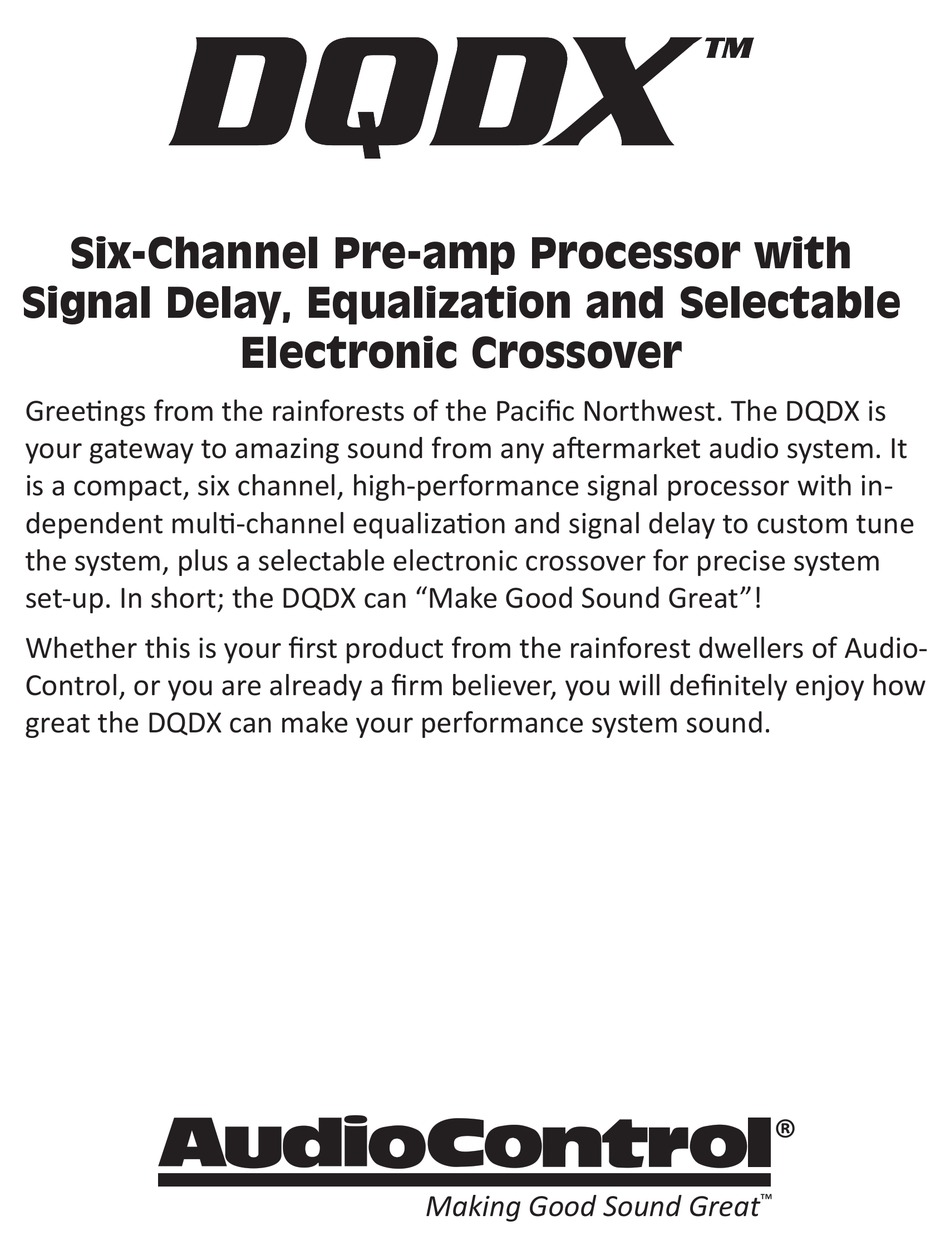 AUDIOCONTROL DQDX SIGNAL PROCESSOR USER MANUAL ManualsLib