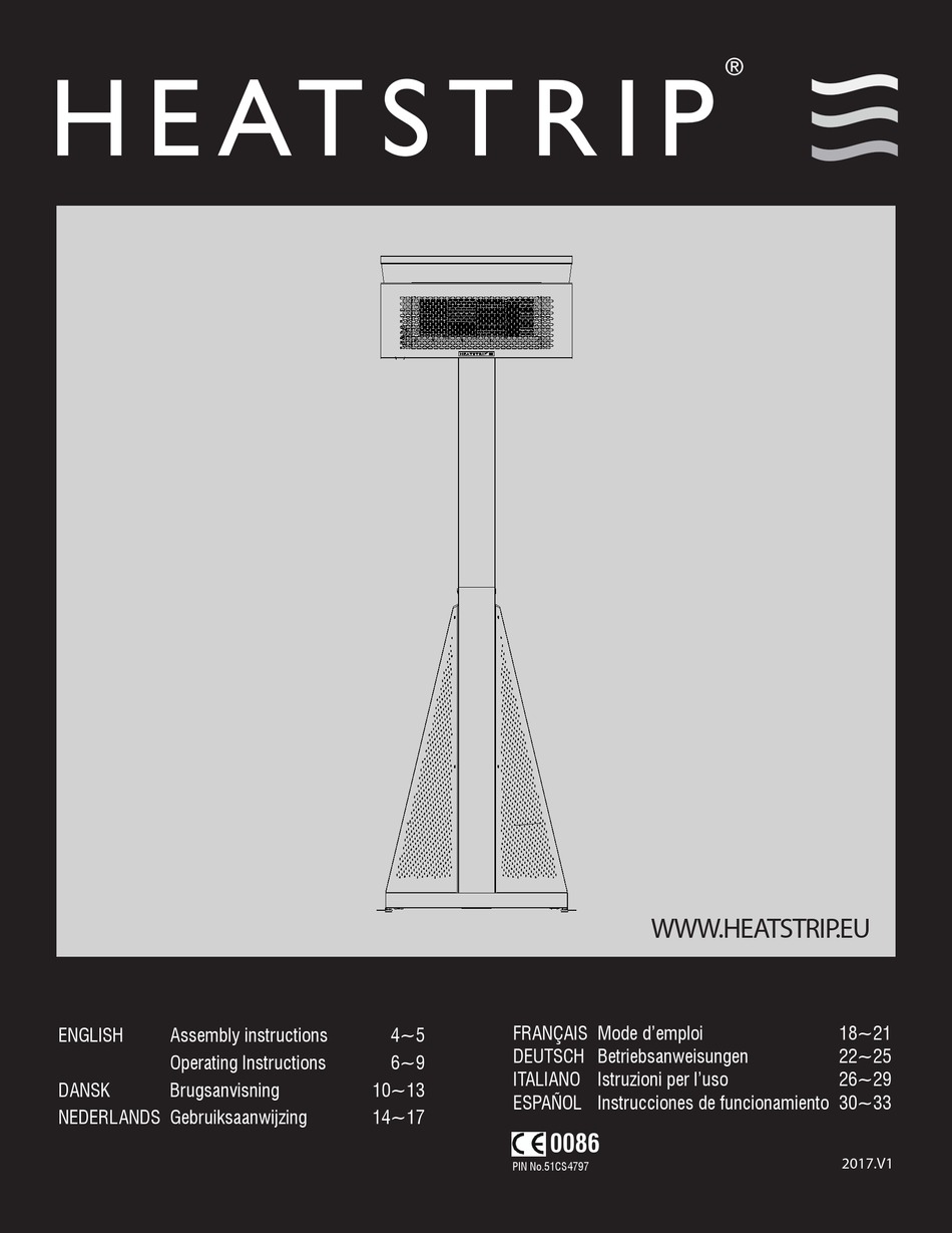 HEATSTRIP TGH34PL GAS HEATER ASSEMBLY AND OPERATING INSTRUCTIONS MANUAL