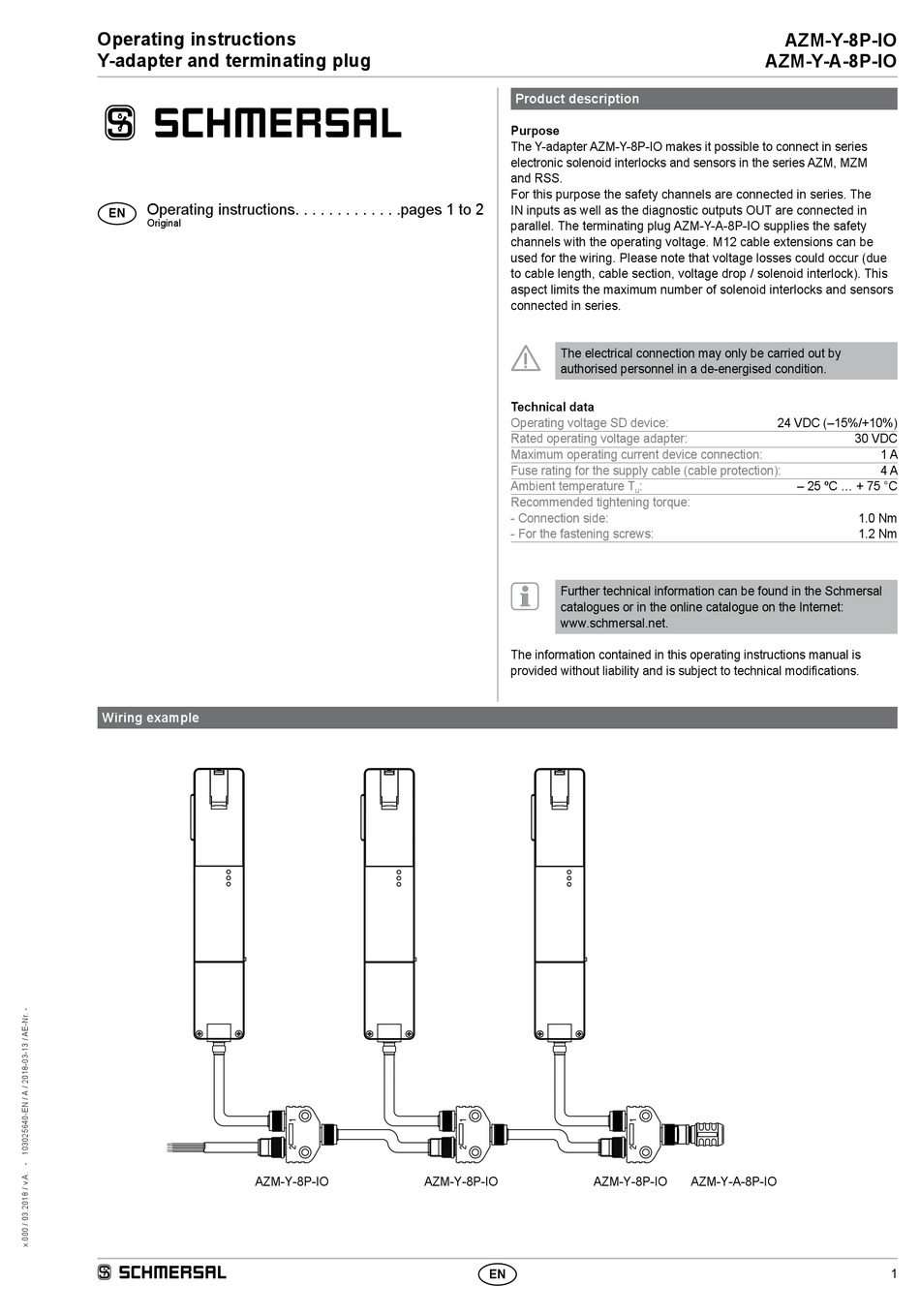 Schmersal Azm Y 8p Io Operating Instructions Pdf Download Manualslib