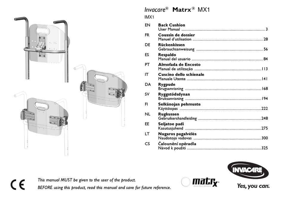 INVACARE MATRIX MX1 USER MANUAL Pdf Download ManualsLib