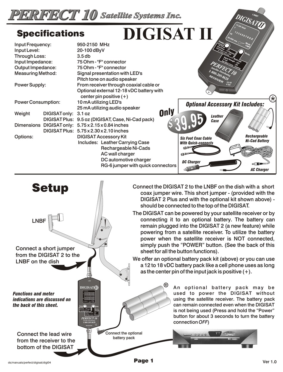 PERFECT 10 SATELLITE DISTRIBUTING DIGISAT II MANUAL Pdf Download
