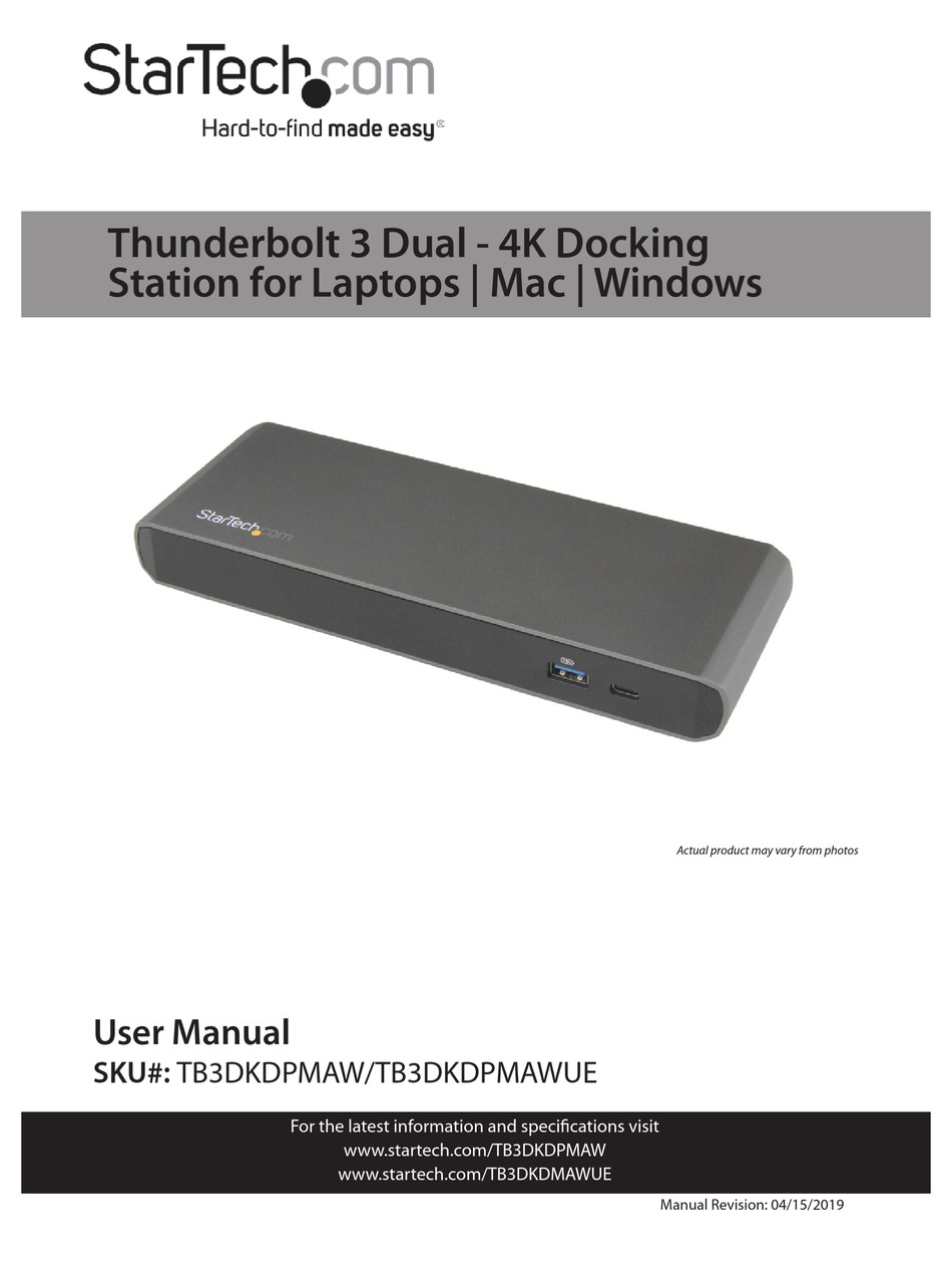 TB3DKDPMAW DOCKING STATION USER MANUAL 