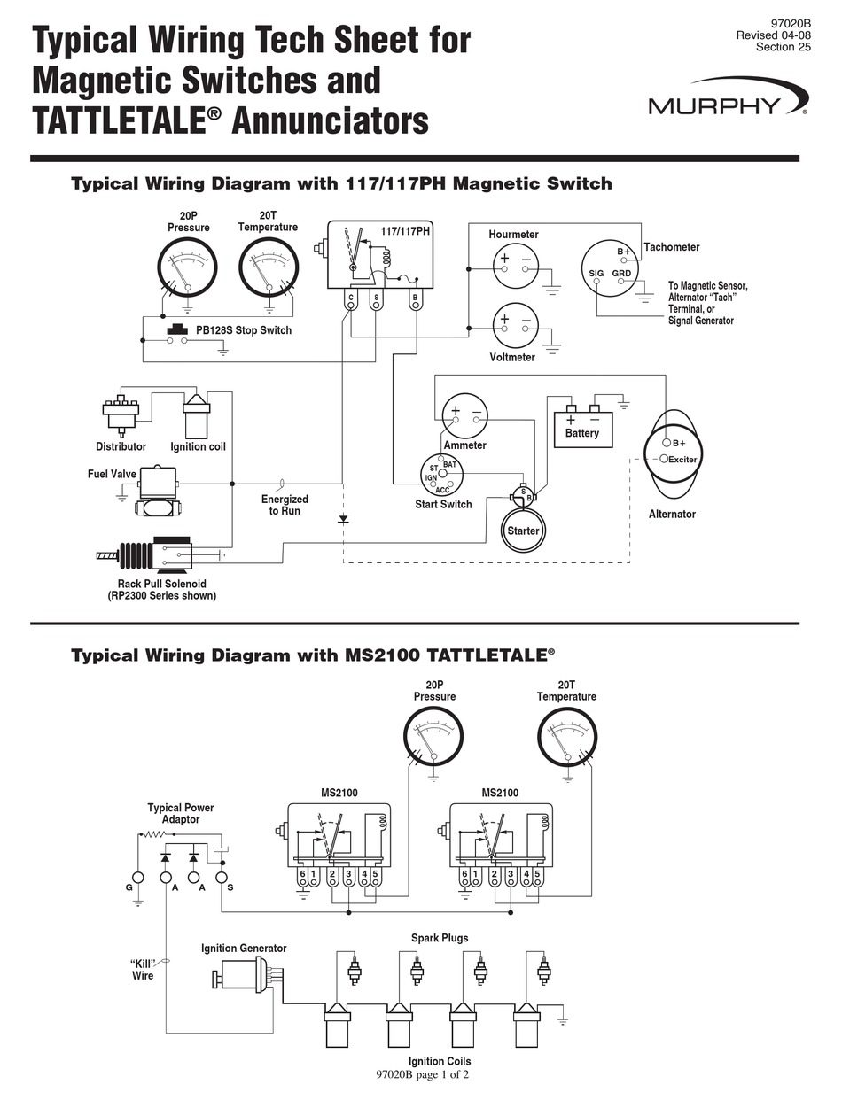 MURPHY TATTLETALE MS2100 TYPICAL WIRING TECH SHEET Pdf Download