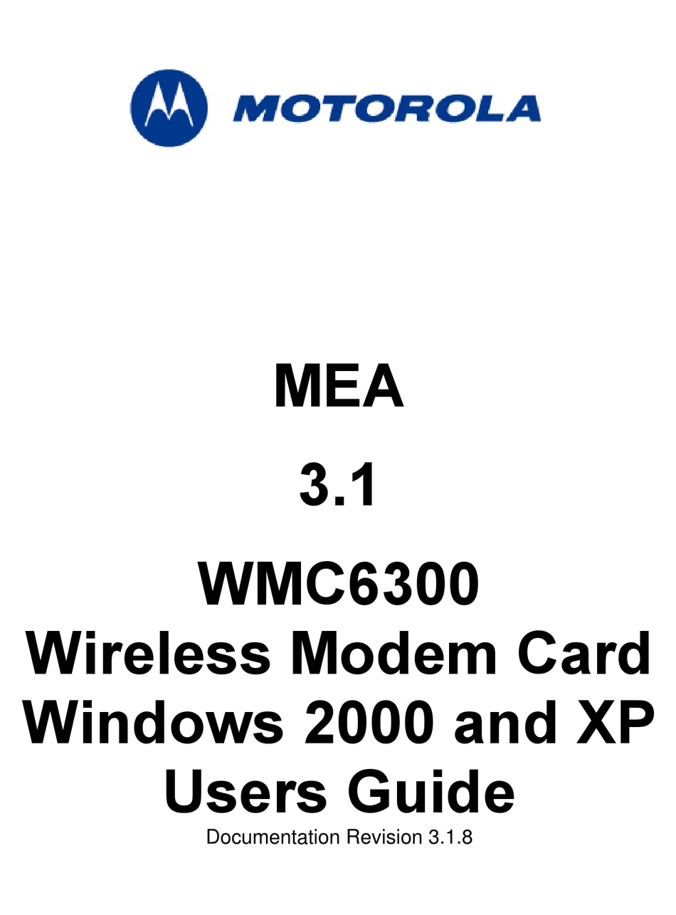 MOTOROLA WMC6300 MODEM USER MANUAL ManualsLib