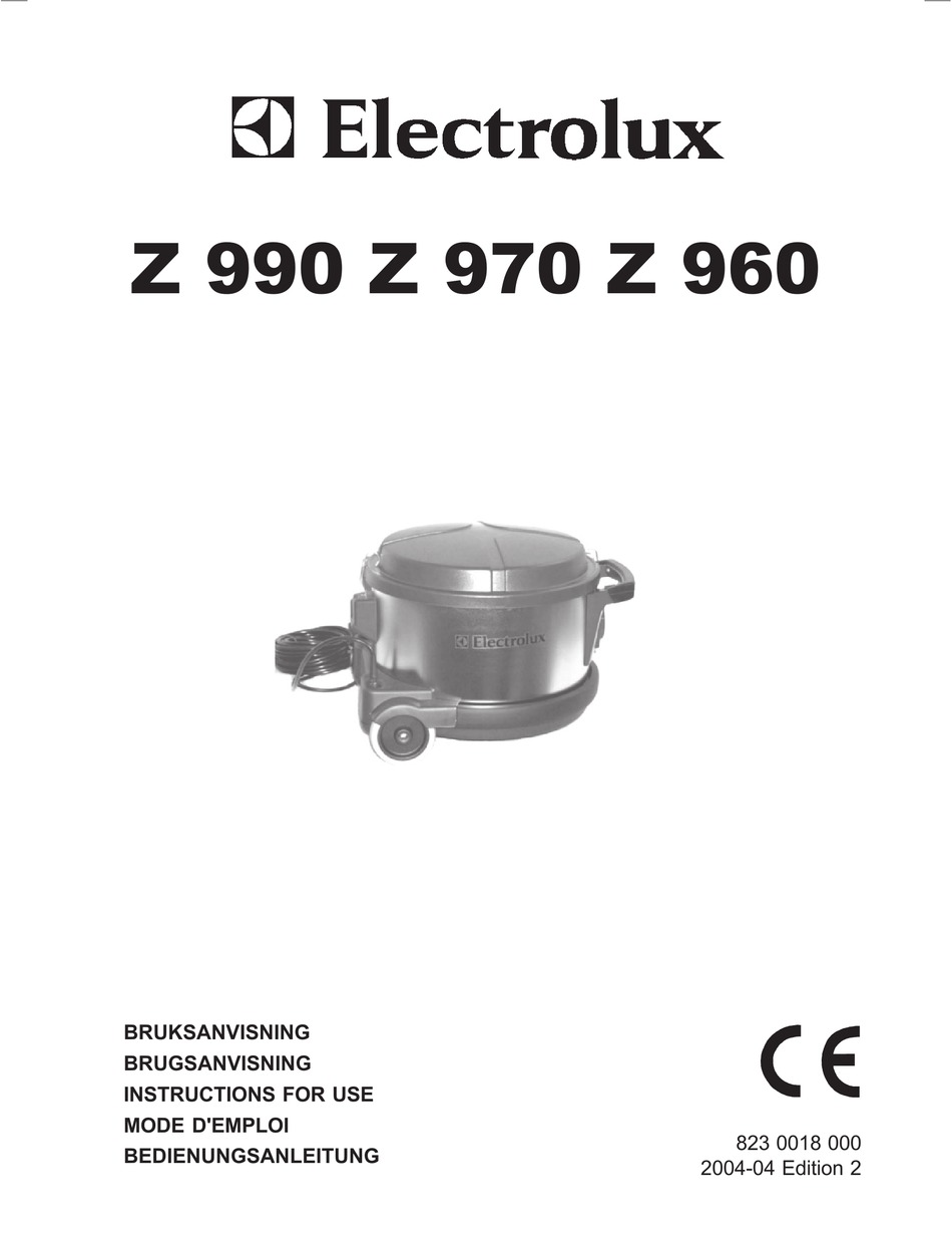 ELECTROLUX Z 990 VACUUM CLEANER INSTRUCTIONS FOR USE MANUAL ManualsLib