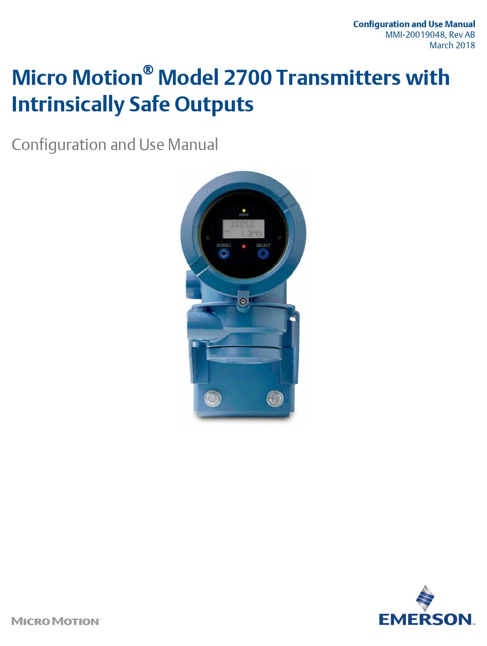 EMERSON MICRO MOTION 2700 TRANSMITTER CONFIGURATION AND USE MANUAL