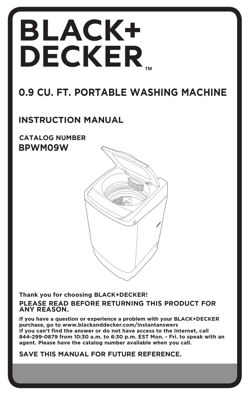 Black And Decker Portable Washing Machine Manual