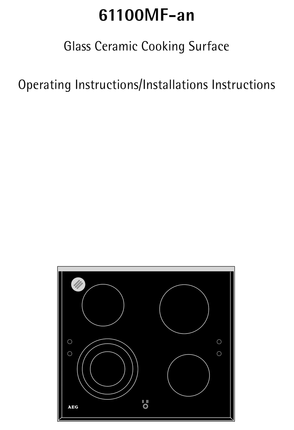 AEG 61100MFAN COOKTOP OPERATING AND INSTALLATION INSTRUCTIONS ManualsLib