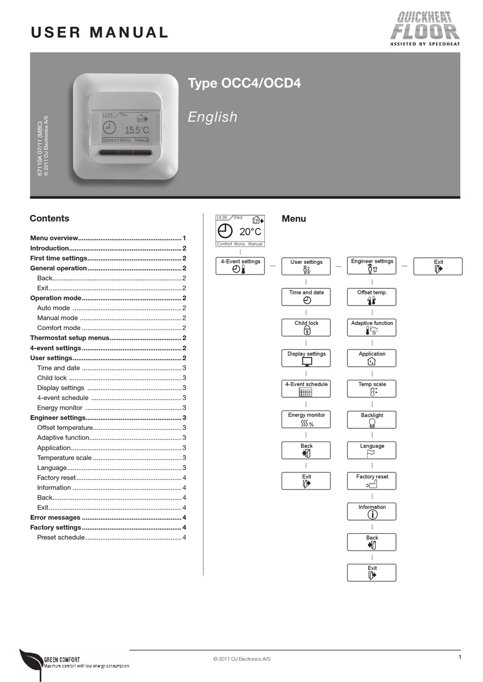 OJ ELECTRONICS OCD4 THERMOSTAT USER MANUAL ManualsLib