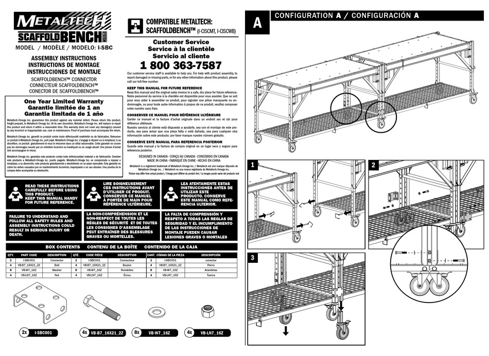 METALTECH SCAFFOLDBENCH ISBC TOOL STORAGE ASSEMBLY INSTRUCTIONS
