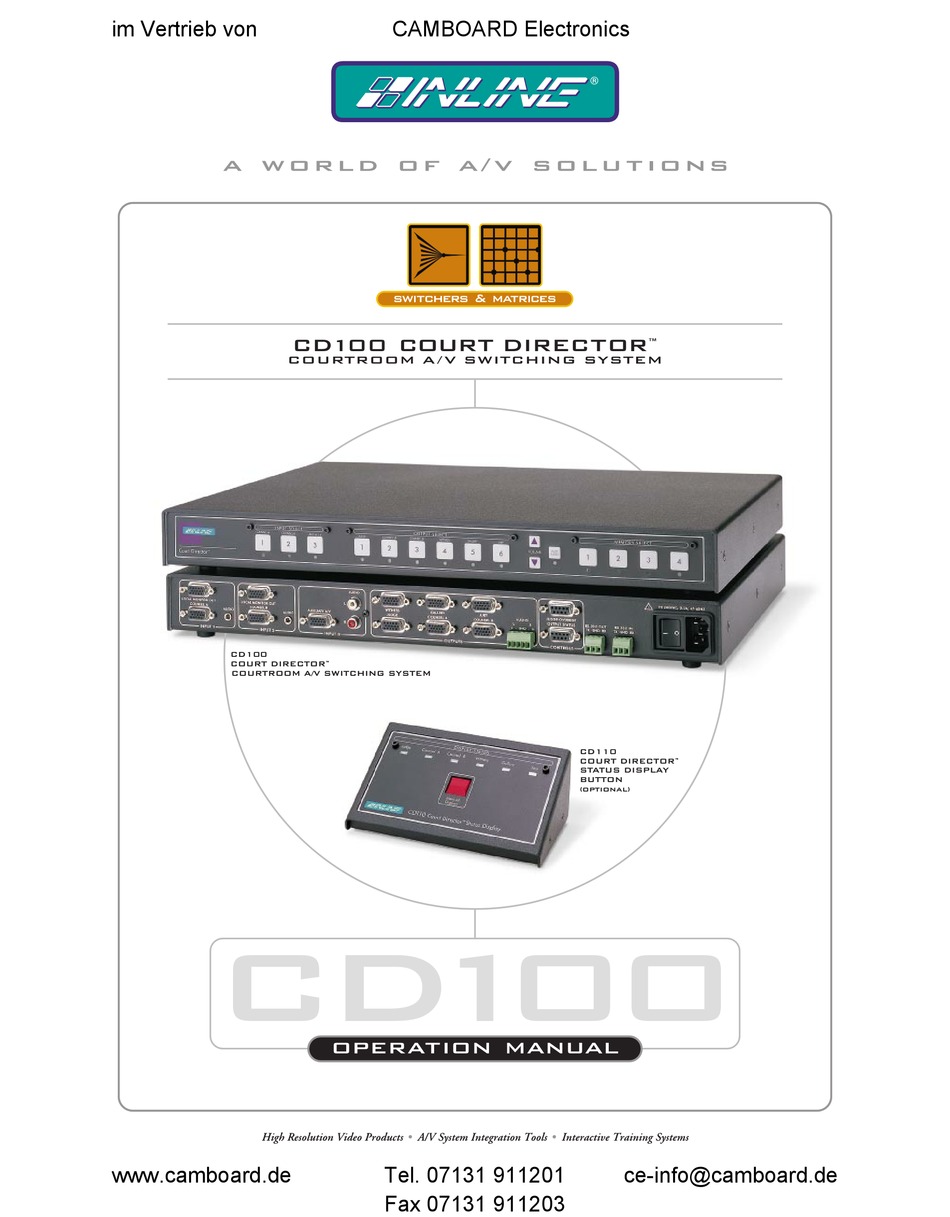INLINE COURT DIRECTOR CD100 OPERATION MANUAL Pdf Download ManualsLib