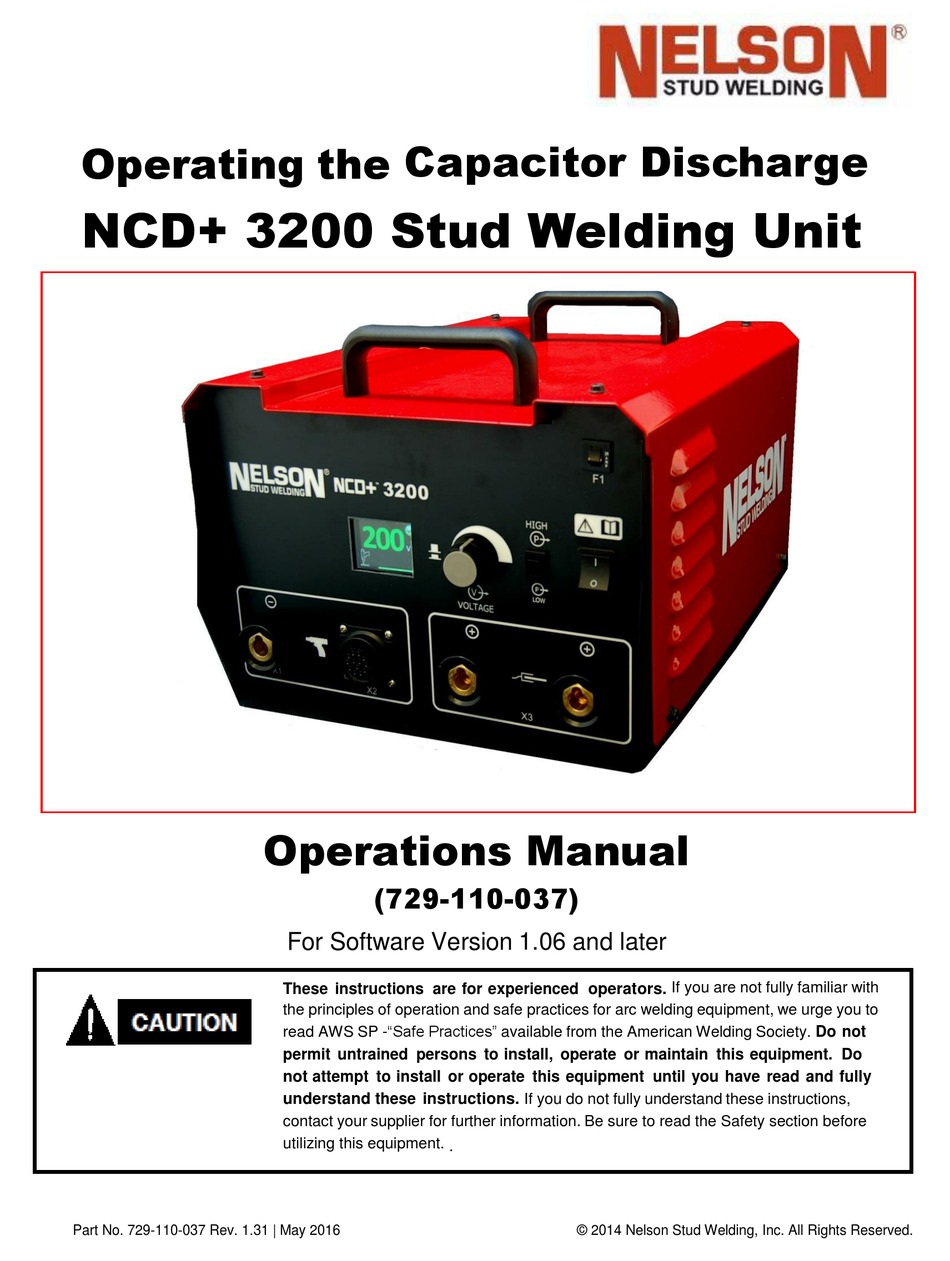 NELSON NCD+ 3200 WELDING SYSTEM OPERATION MANUAL ManualsLib