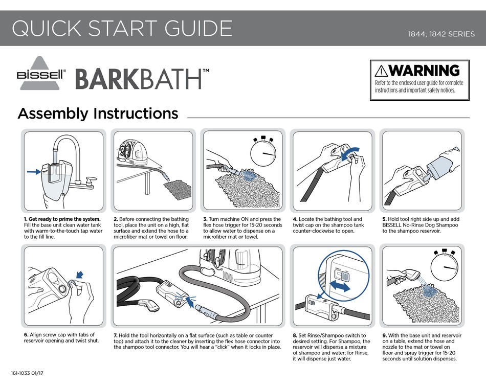 BISSELL BARKBATH 1844 SERIES QUICK START MANUAL Pdf Download ManualsLib