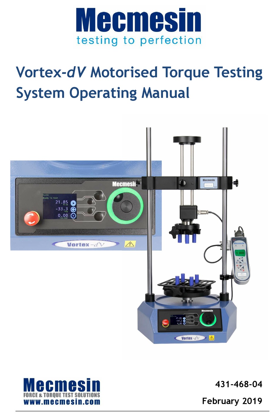 MECMESIN VORTEXDV OPERATING MANUAL Pdf Download ManualsLib