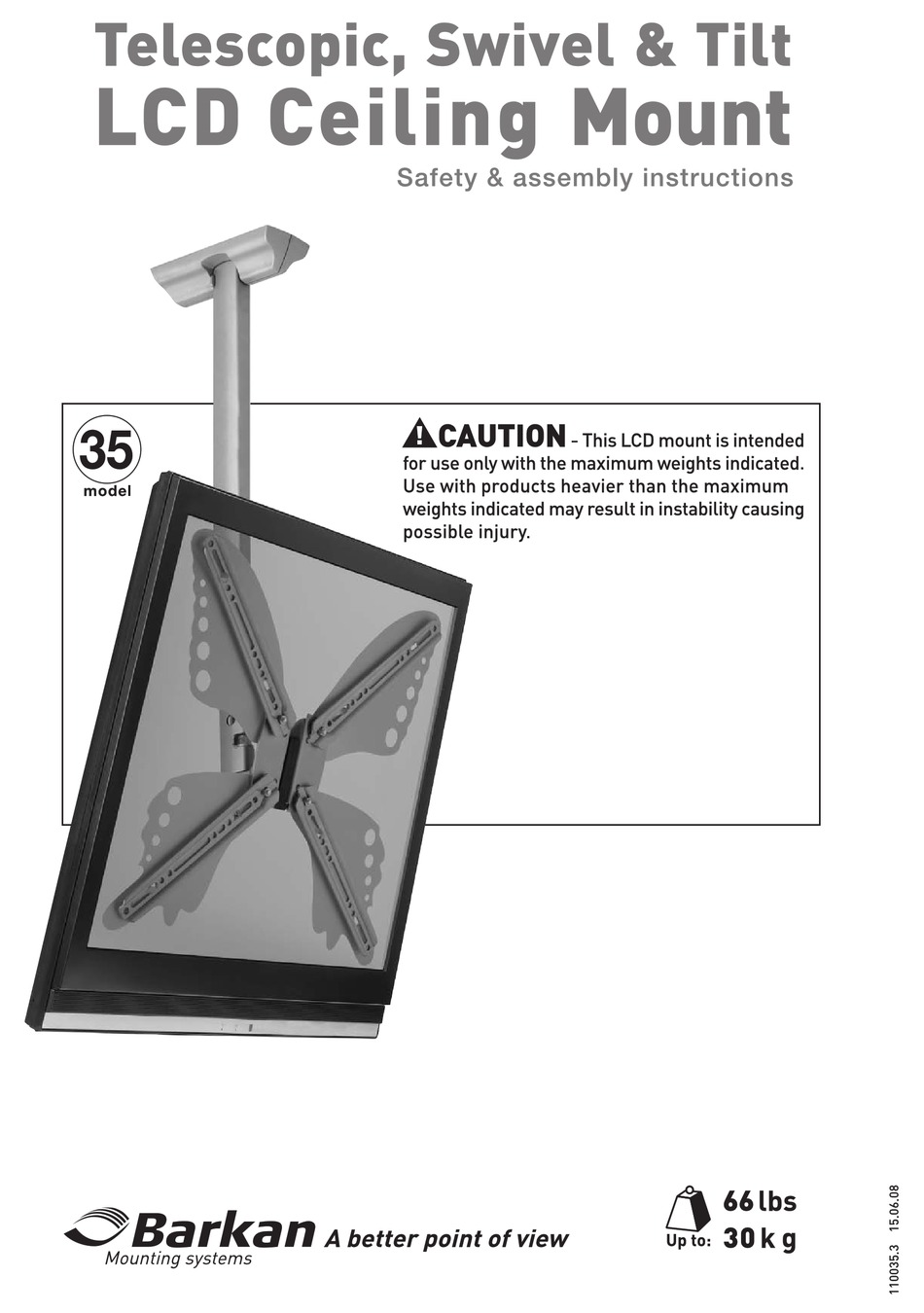 BARKAN 35 TV MOUNT SAFETY & ASSEMBLY INSTRUCTIONS ManualsLib