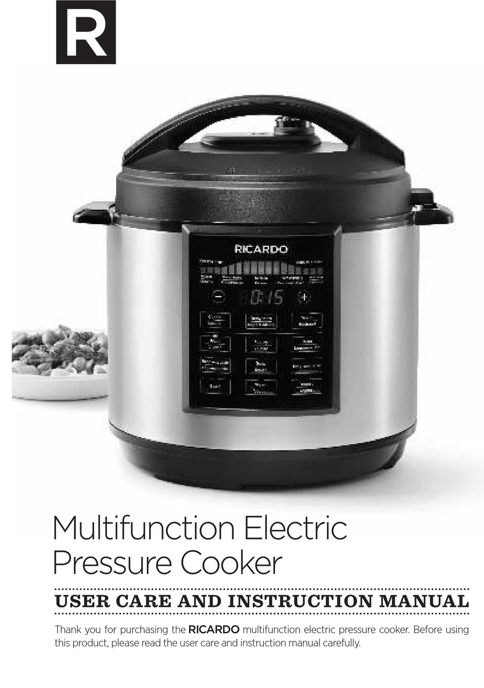 Ricardo 63403 Electric Pressure Cooker User Care And Instruction Manual 