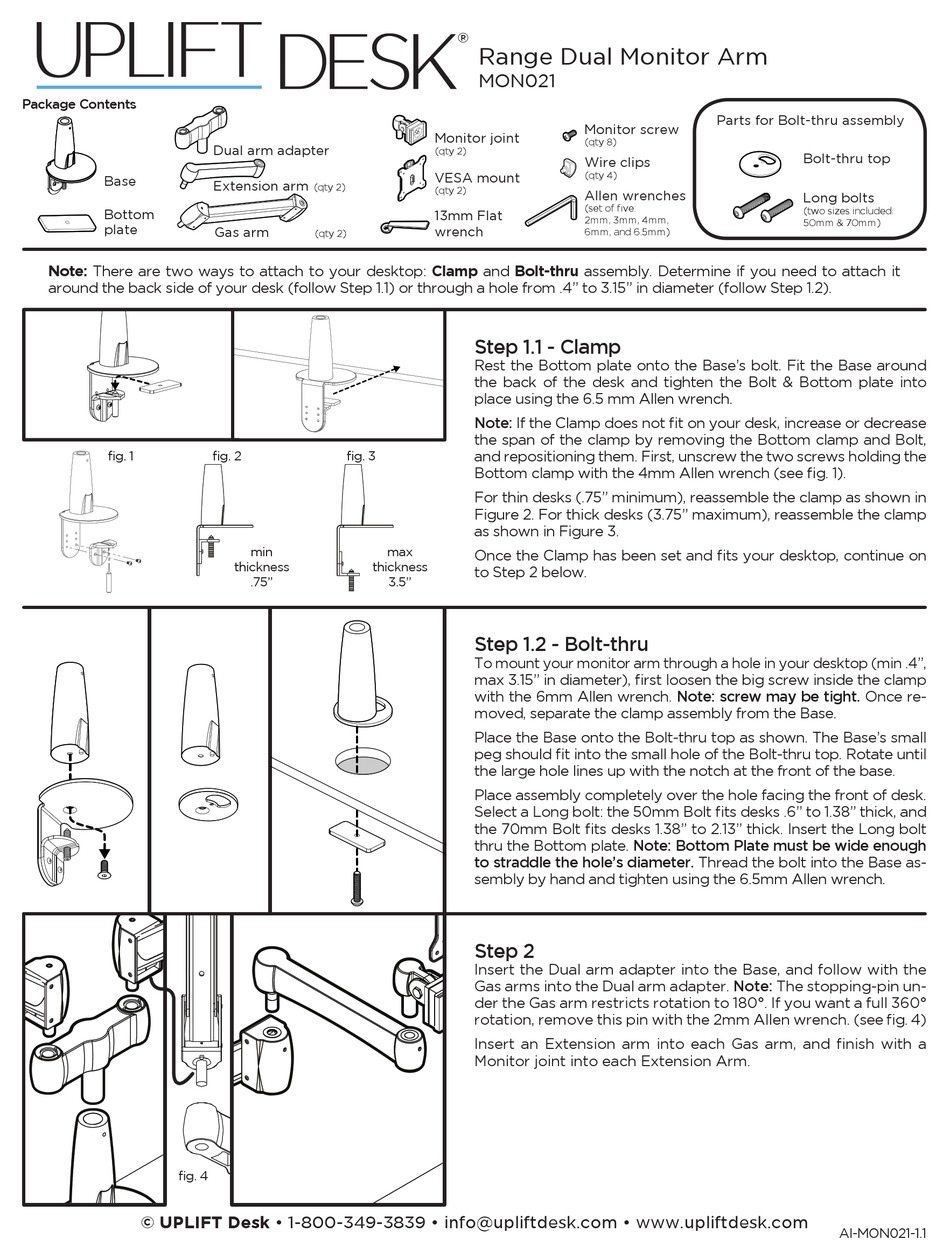 UPLIFT DESK MON021 USER MANUAL Pdf Download ManualsLib