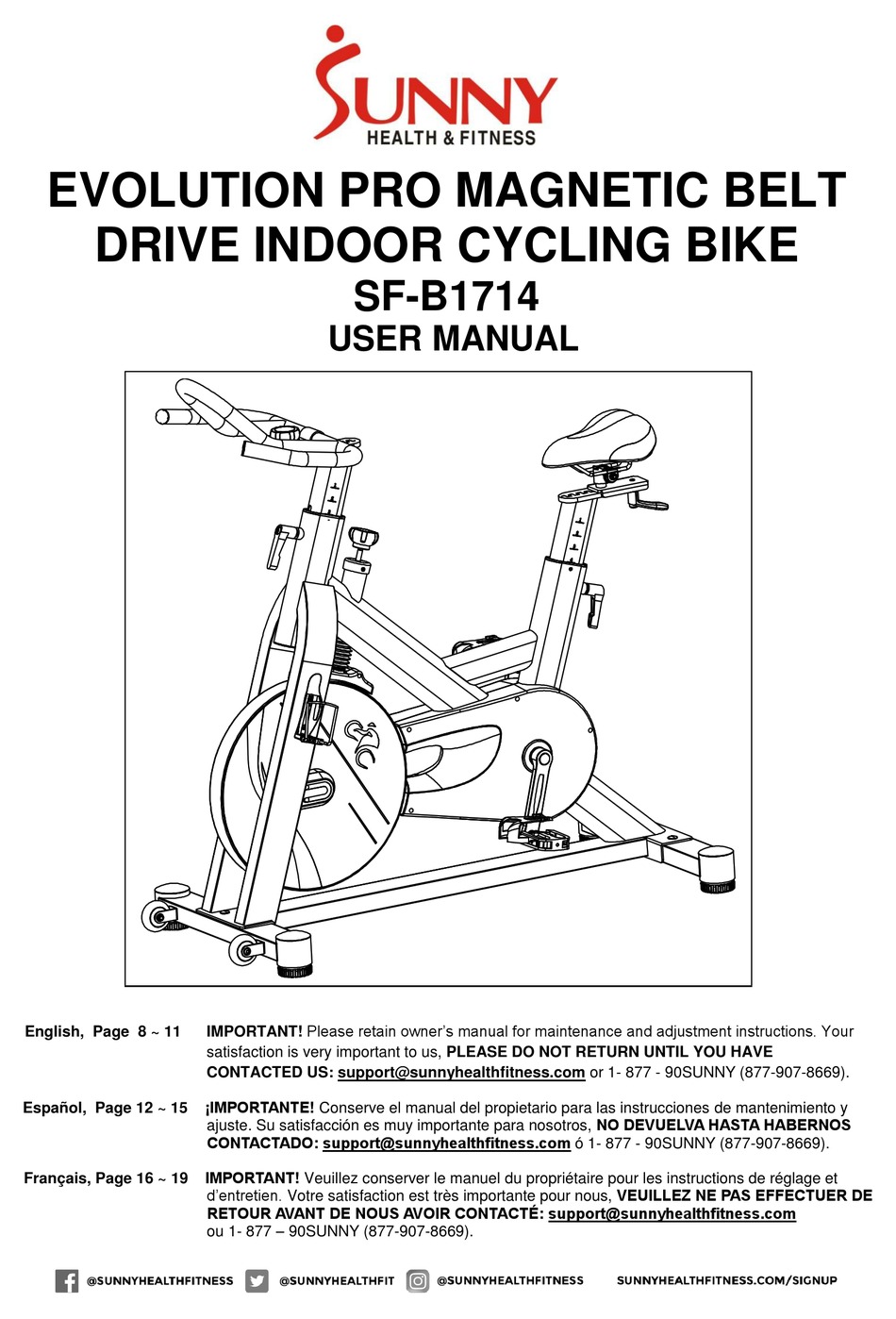 sunny magnetic belt drive indoor cycling bike