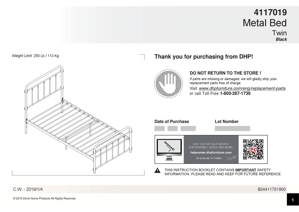 Assembly Instructions Manual, Dorel Bunk Bed Parts
